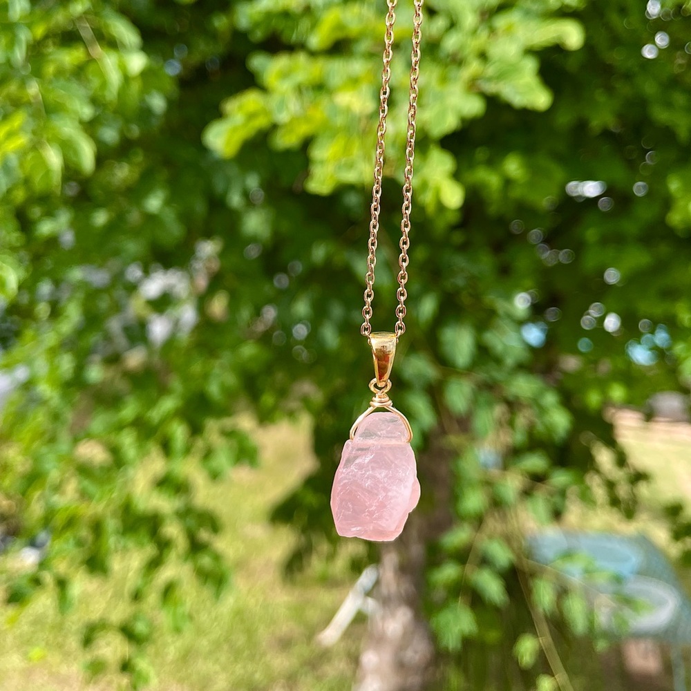 Rose Quartz Necklaces, Crystal Jewelry, Gold Plated Jewelry, Spiritual Jewelry